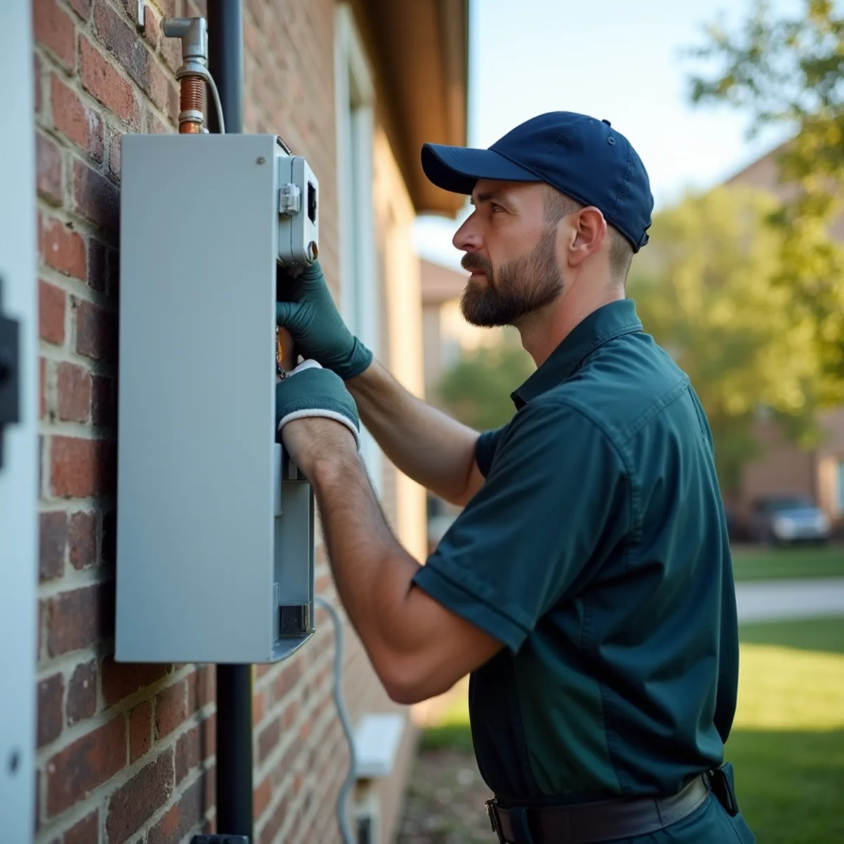 Plumber performing seasonal maintenance on a water heater in Euless TX