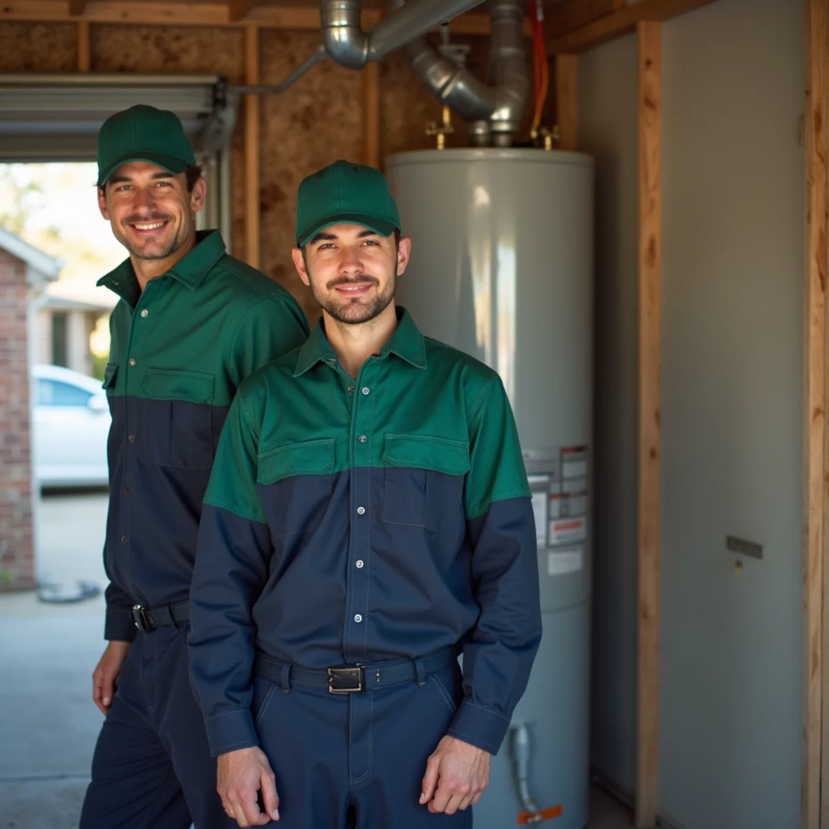 New water heater installation in a Euless TX home garage