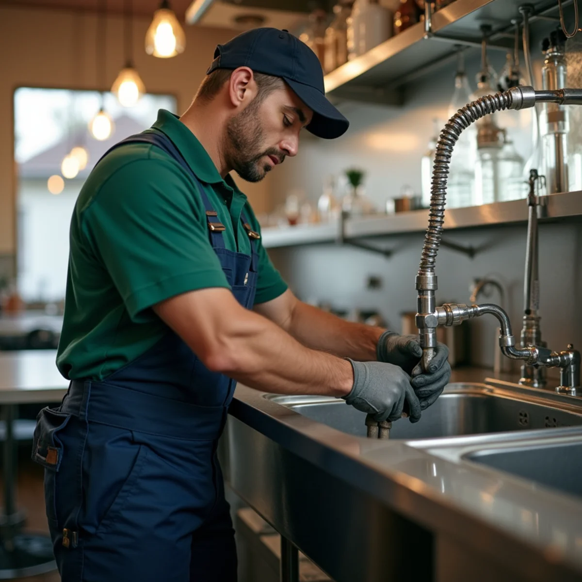 Commercial plumber servicing a restaurant kitchen in Euless TX