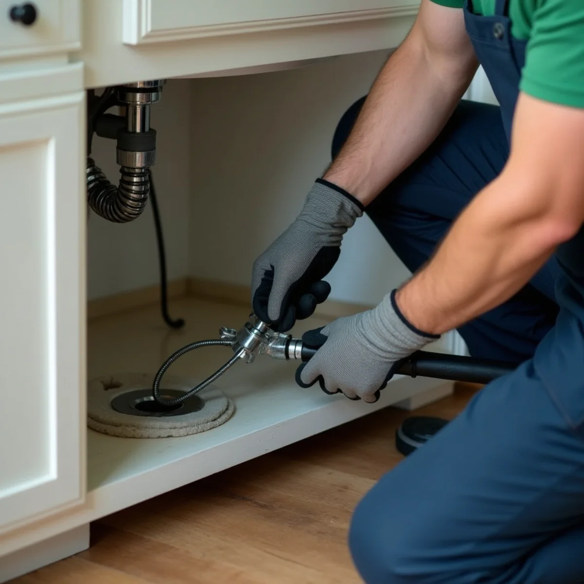 Drain Cleaning being performed by a plumber in Euless, TX
