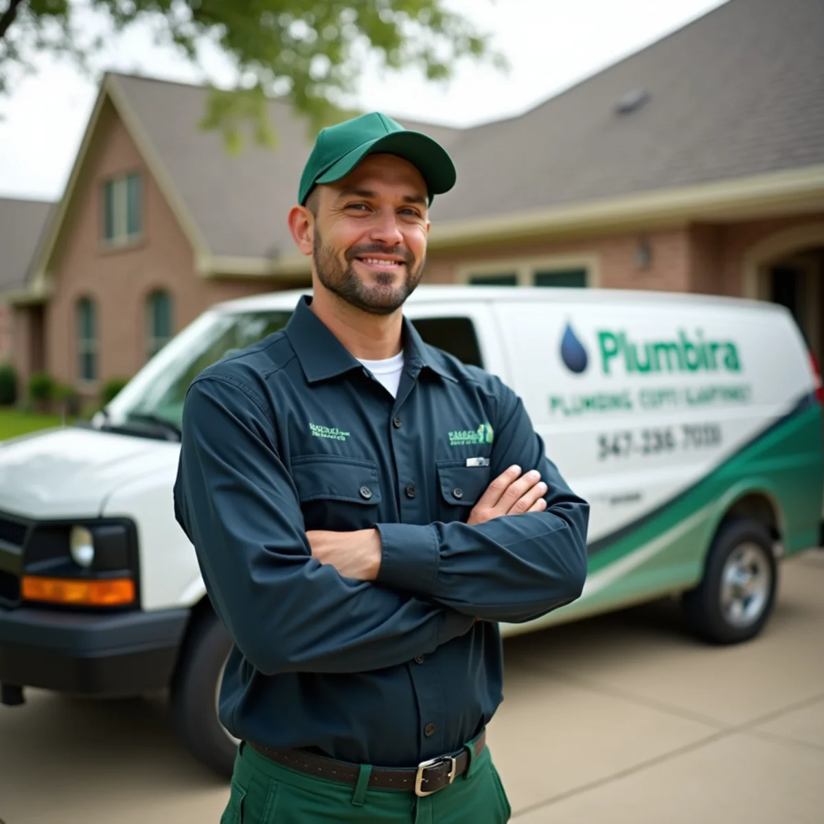 Plumber and service van in Burleson, TX