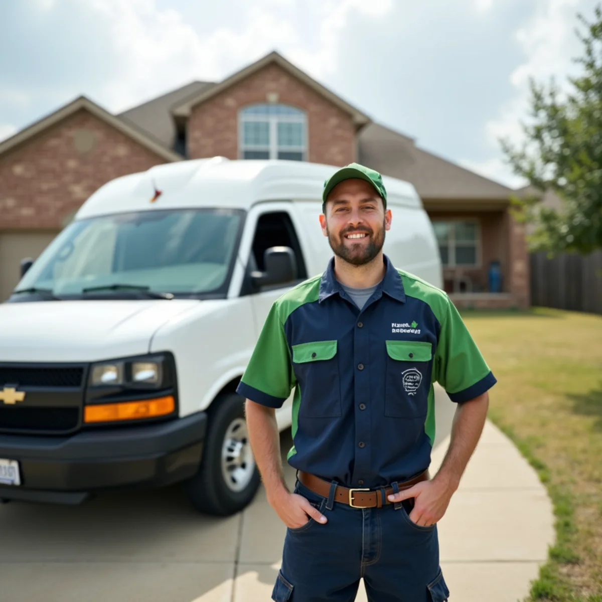 Plumber and service van in Crowley, TX