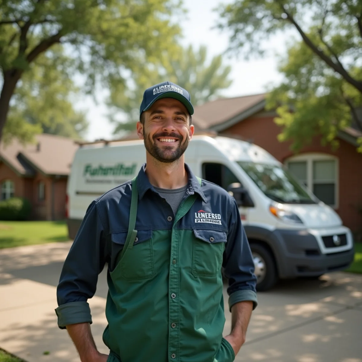 Plumber and service van in Forest Hill, TX