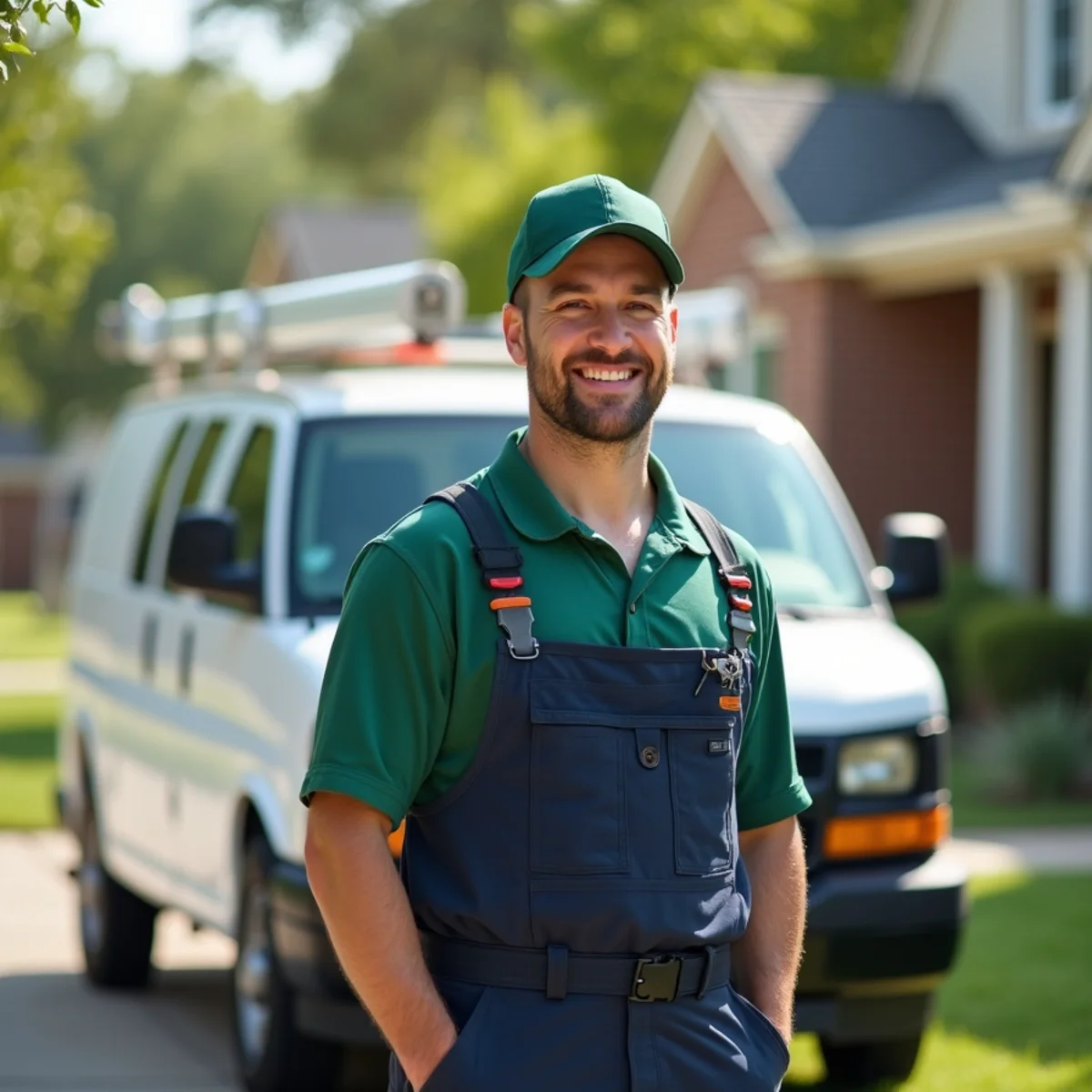 Plumber and service van in Greenville, TX