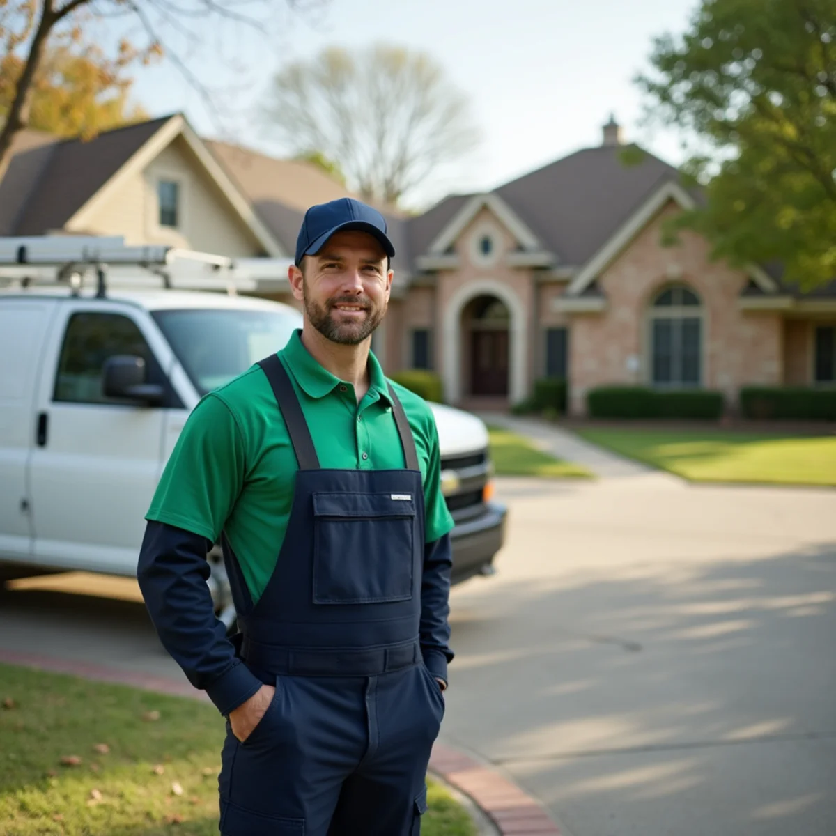 Plumber and service van in Haltom City, TX