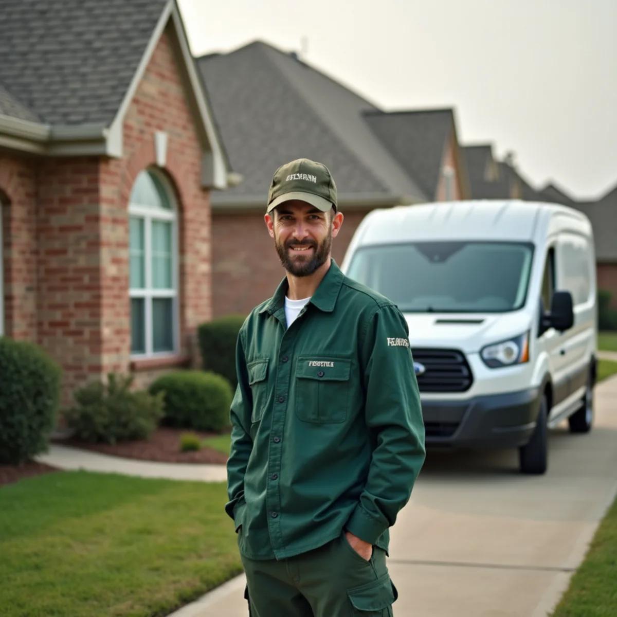 Plumber and service van in Hurst, TX