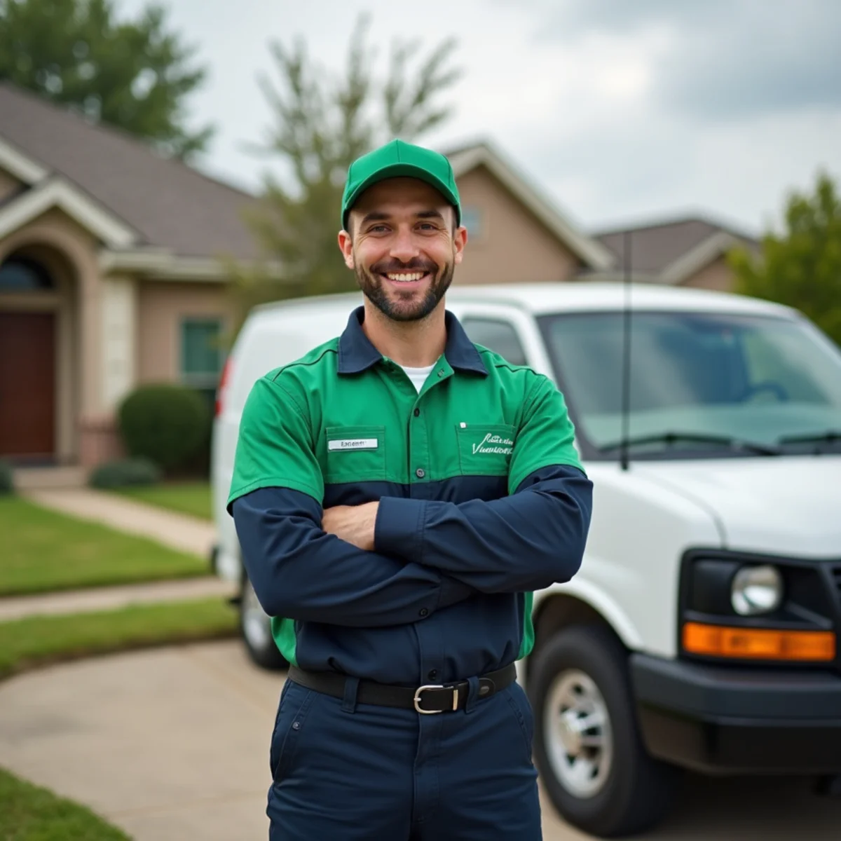 Plumber and service van in Hutchins, TX