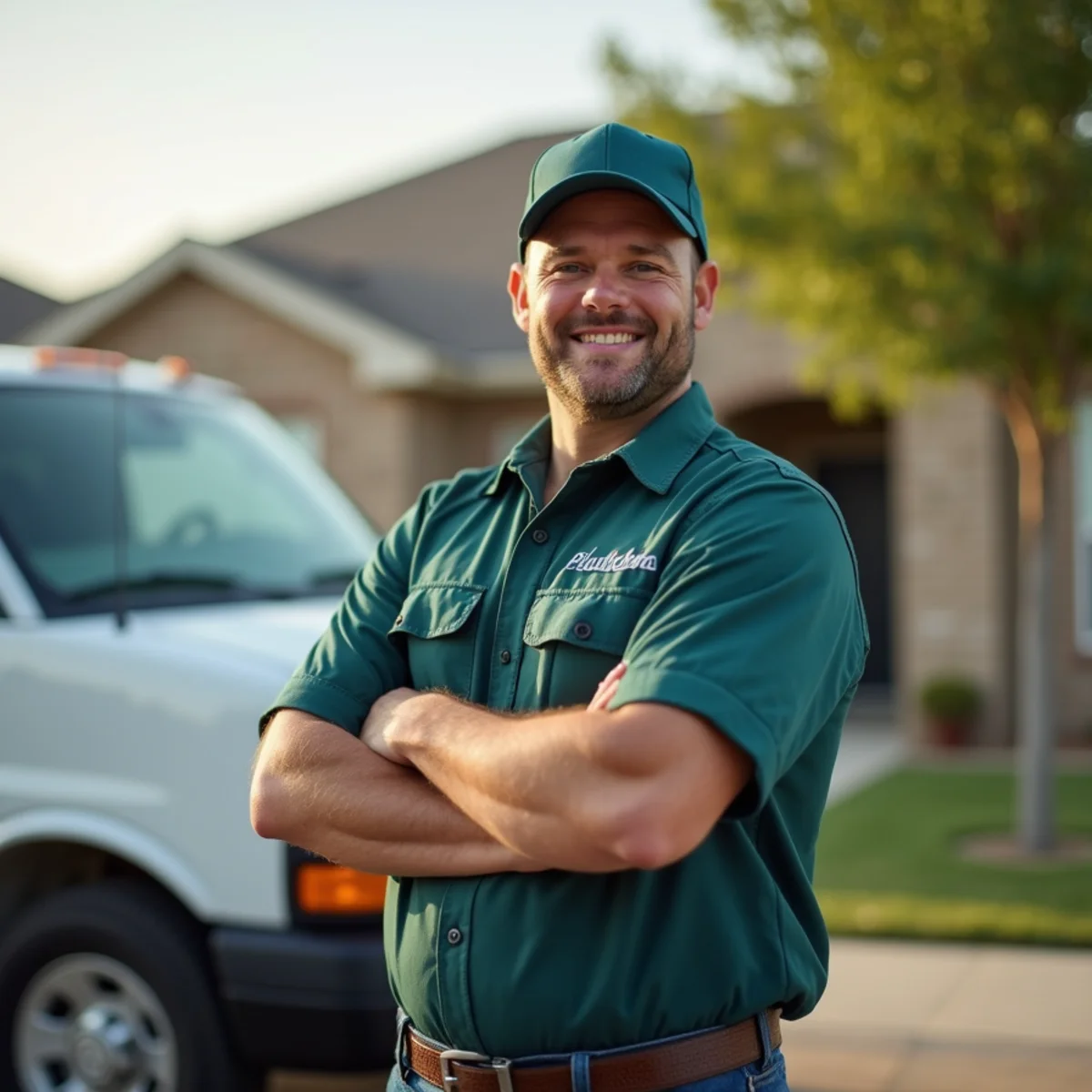 Plumber and service van in Joshua, TX