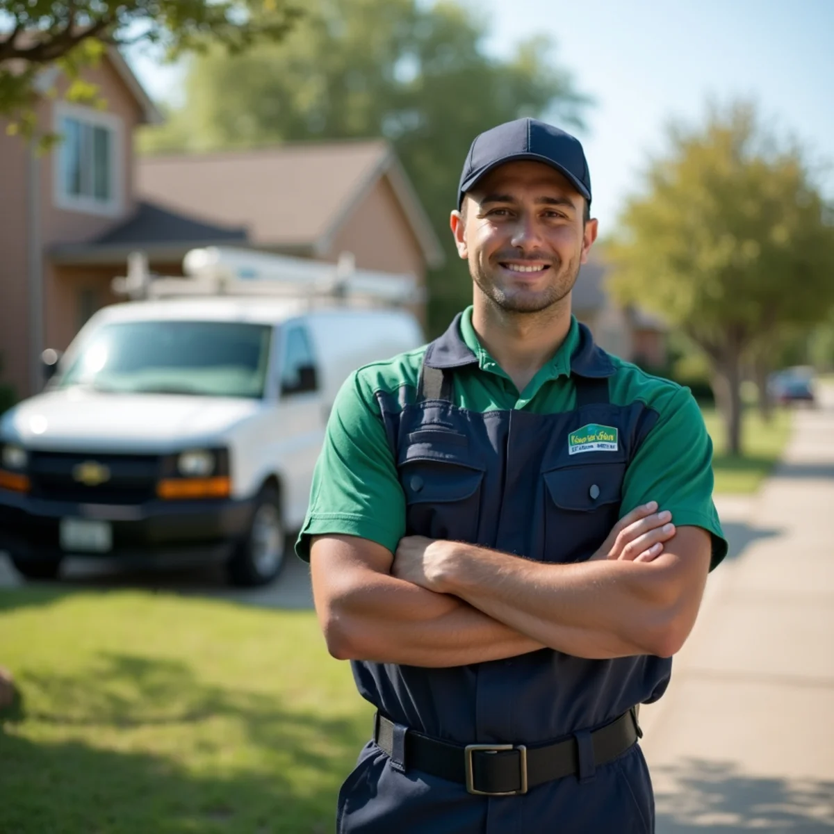 Plumber and service van in Keene, TX