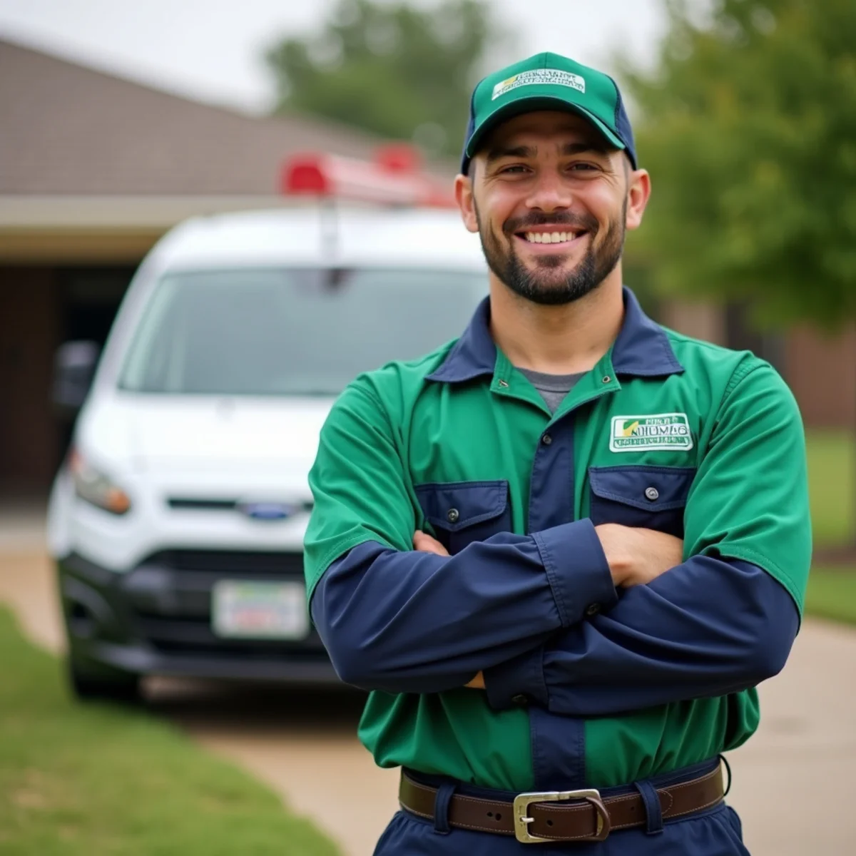 Plumber and service van in Kemp, TX
