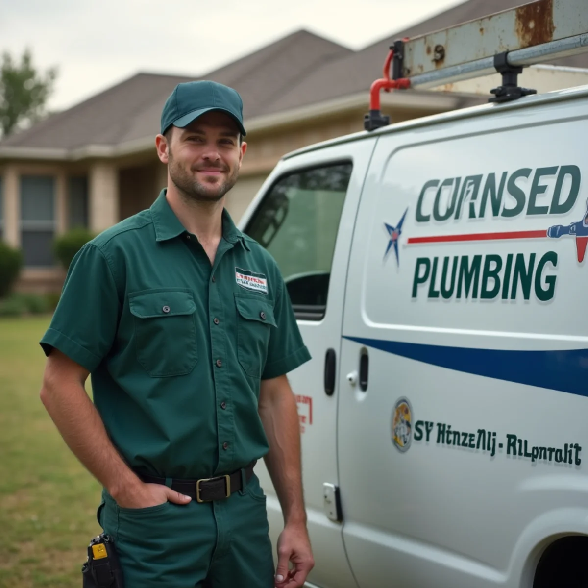 Plumber and service van in Mabank, TX
