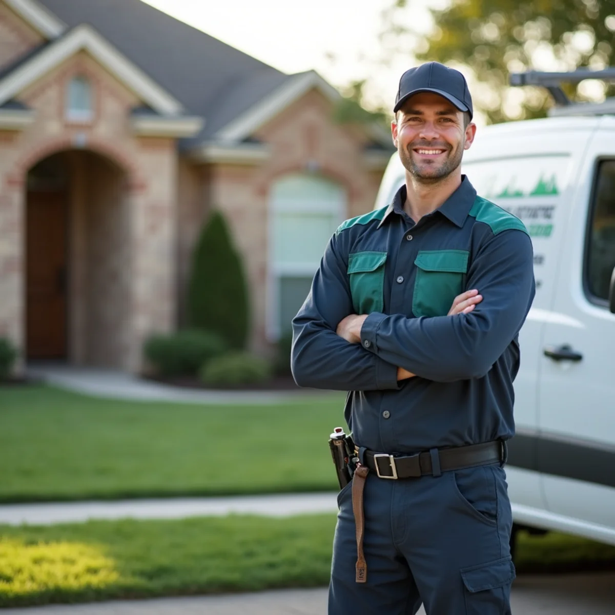 Plumber and service van in Midlothian, TX
