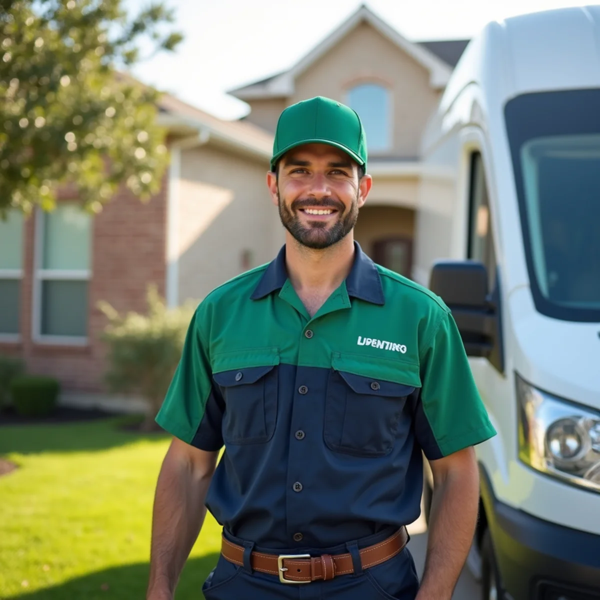 Plumber and service van in Red Oak, TX