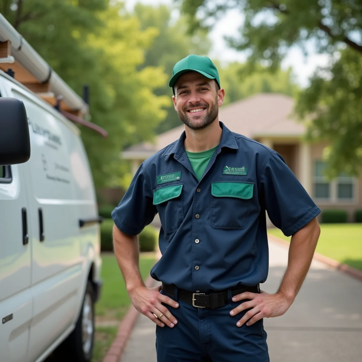 Plumber and service van in Rendon, TX