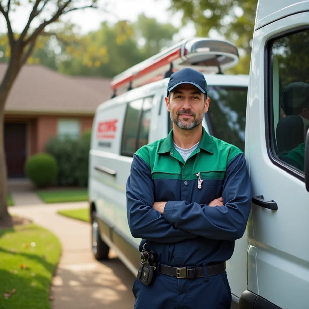 Plumber and service van in Richland Hills, TX