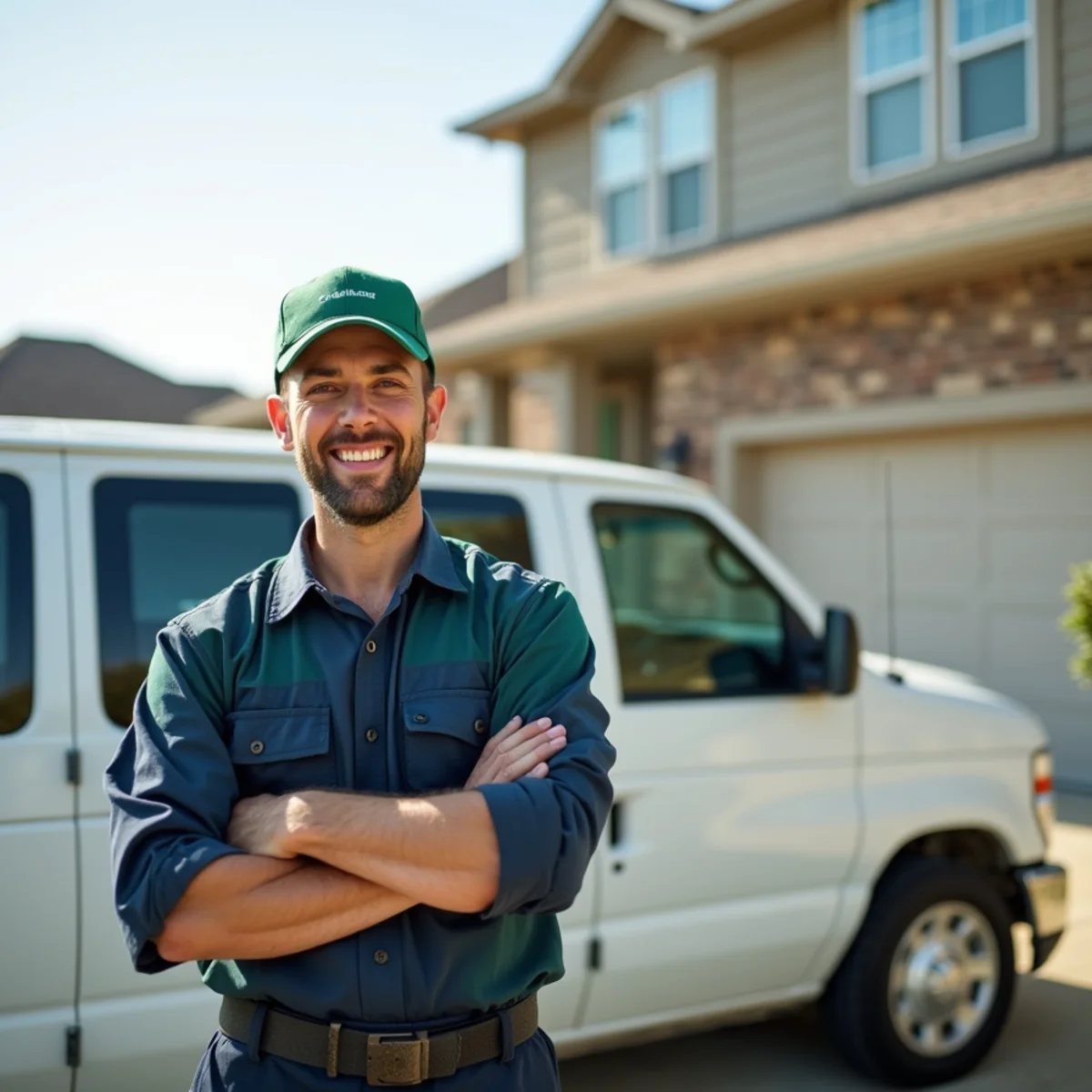Plumber and service van in Rockwall, TX