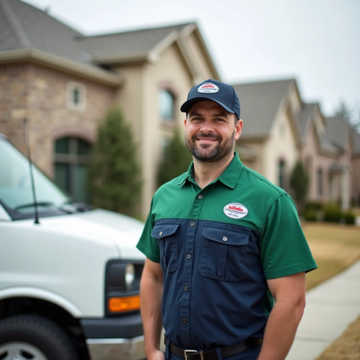 Plumber and service van in Sachse, TX