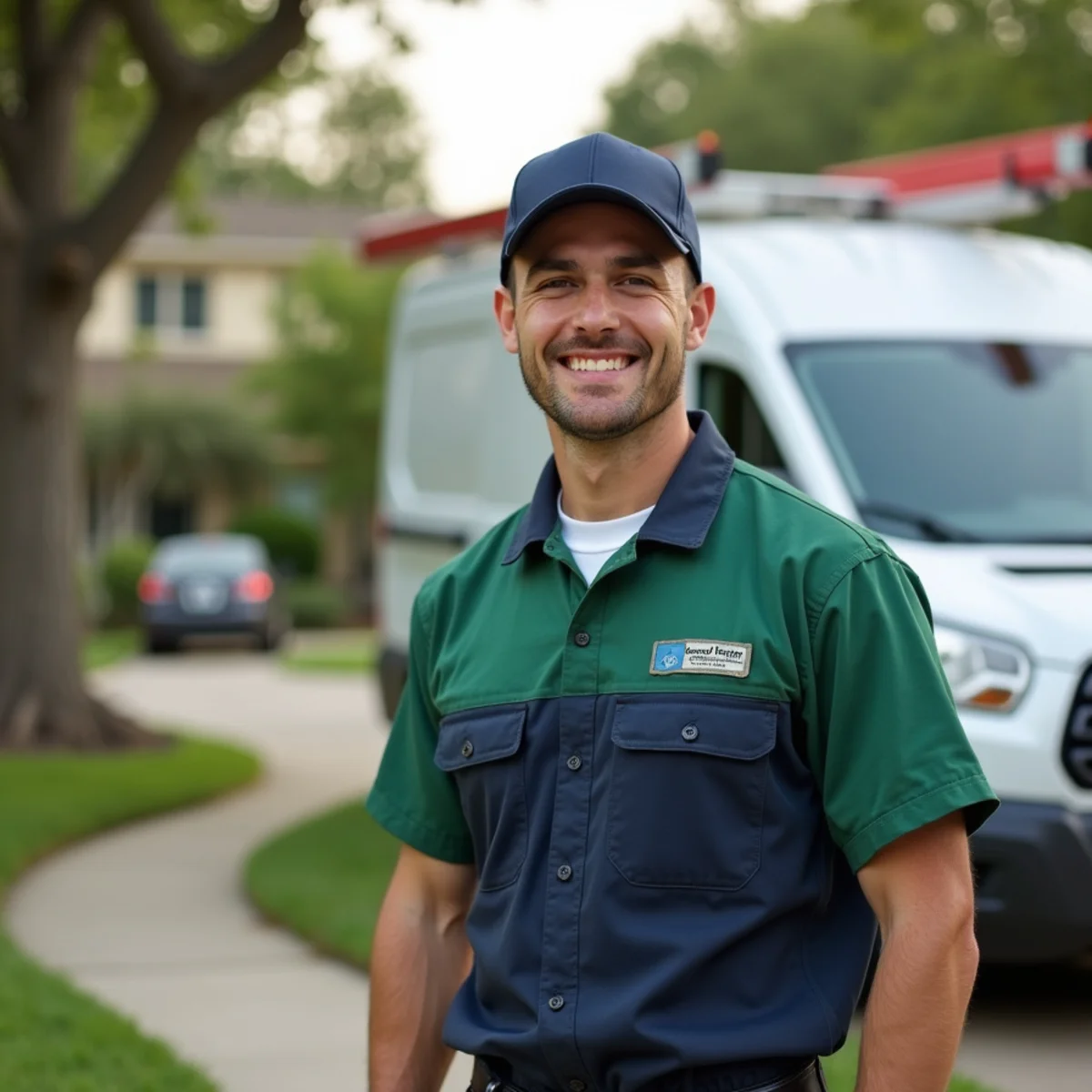 Plumber and service van in University Park, TX