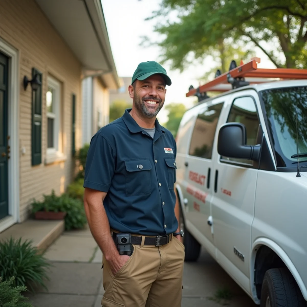 Plumber and service van in Waxahachie, TX