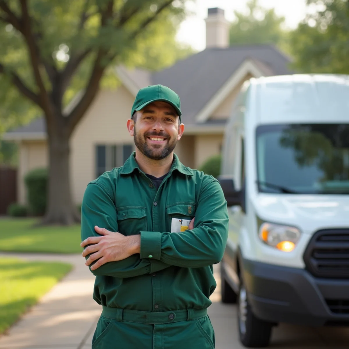 Plumber and service van in Wilmer, TX