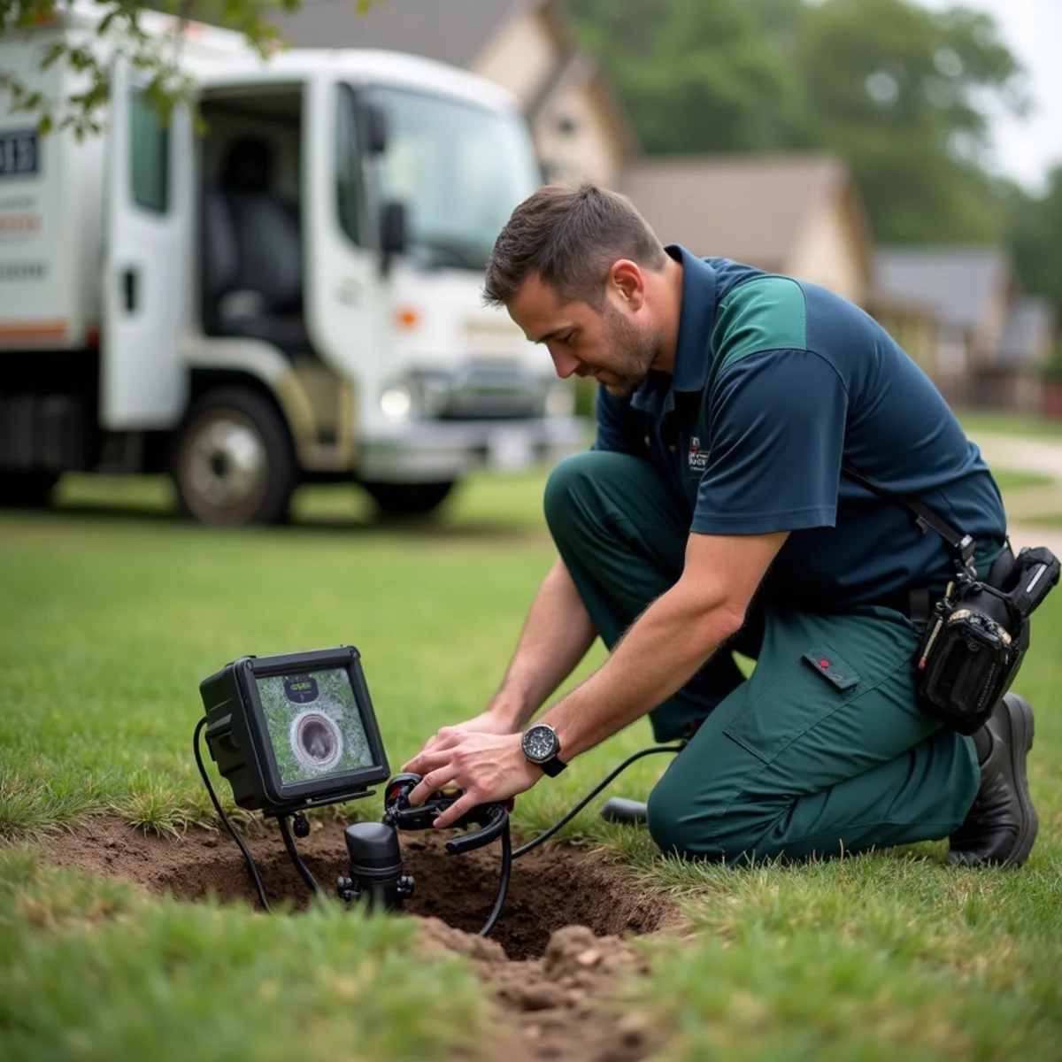 Sewer line camera inspection at a Euless TX home